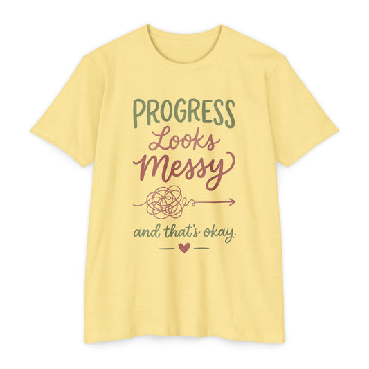 Progress Looks Messy T-Shirt — Inspirational Self-Care Quote Tee