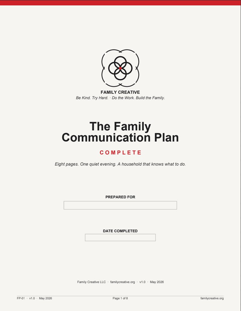 Family Communication Plan — Complete Fillable & Printable PDF (FP-01)