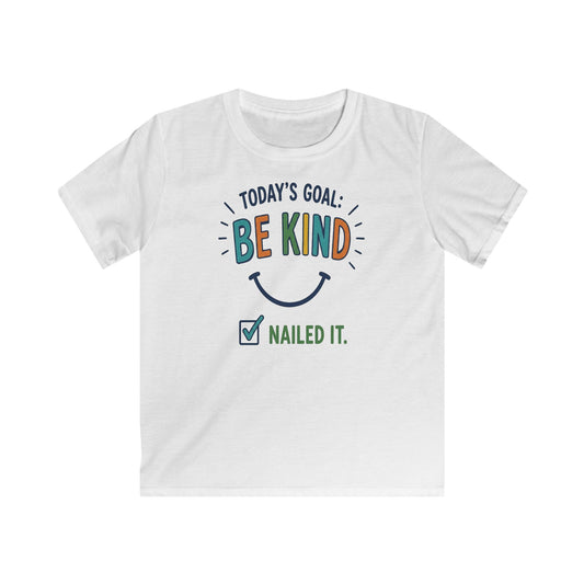 Kids Tee "Today's Goal: Be Kind — Nailed It"