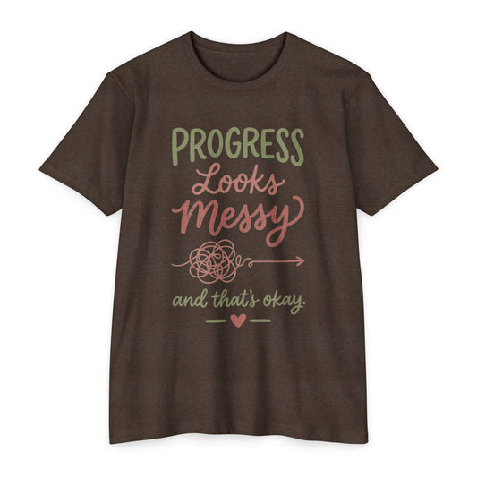 Progress Looks Messy T-Shirt — Inspirational Self-Care Quote Tee
