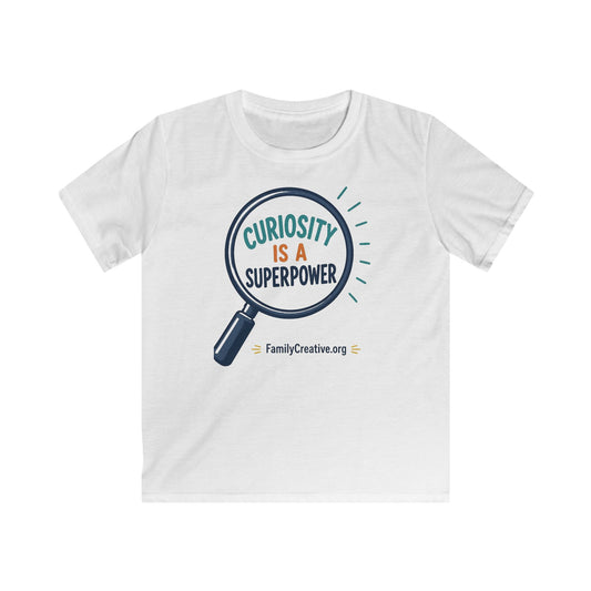 Kids Tee — "Curiosity Is a Superpower" Magnifying Glass Graphic