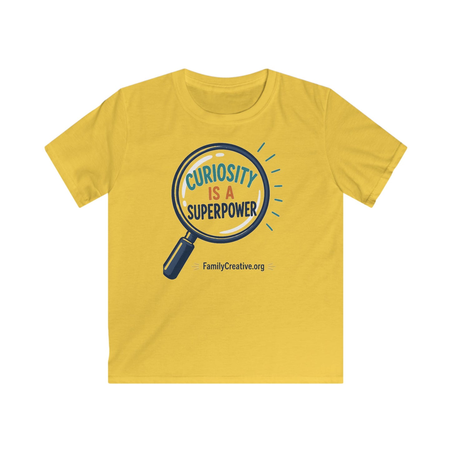 Kids Tee — "Curiosity Is a Superpower" Magnifying Glass Graphic