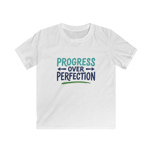 Kids Tee — "Progress Over Perfection" Motivational Youth T-Shirt