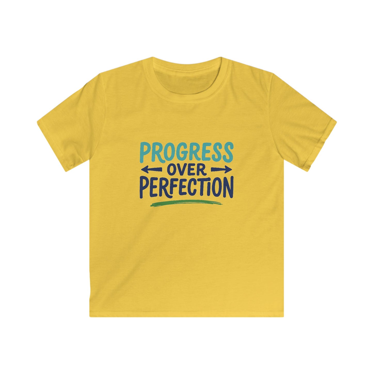 Kids Tee — "Progress Over Perfection" Motivational Youth T-Shirt