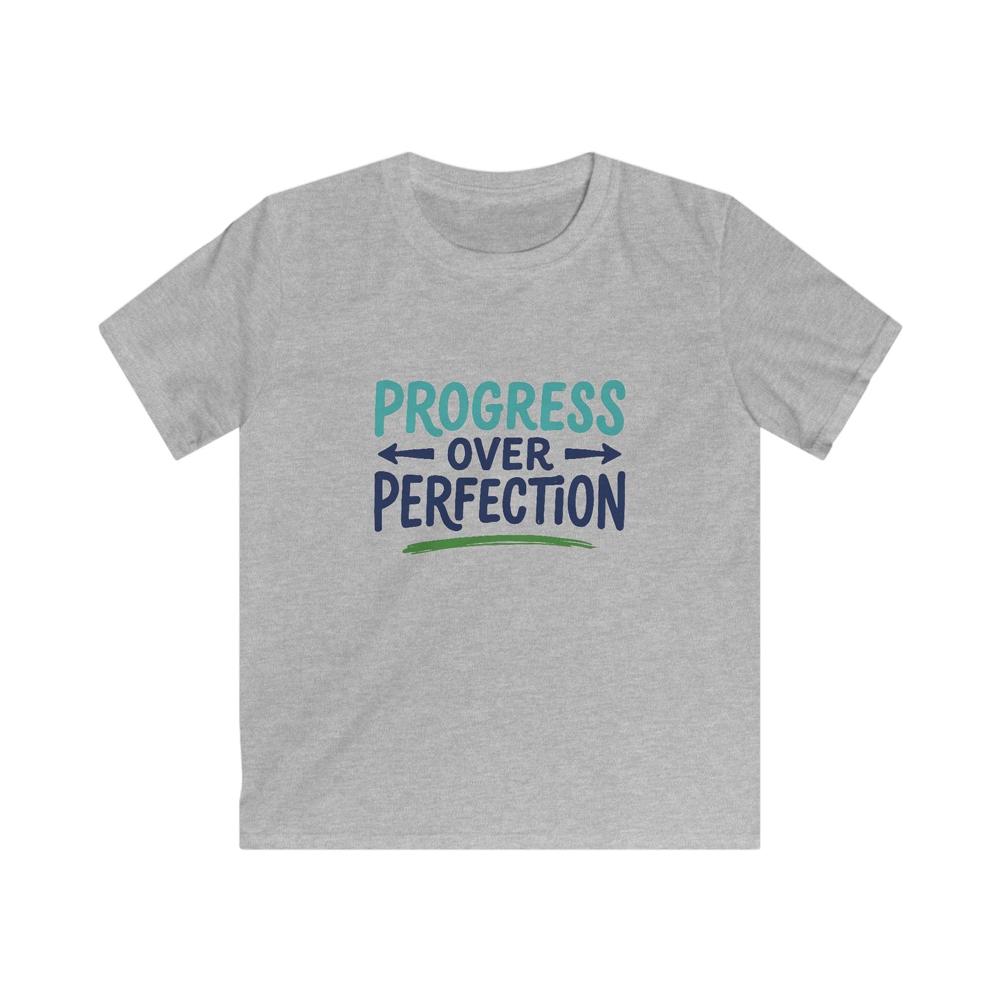 Kids Tee — "Progress Over Perfection" Motivational Youth T-Shirt
