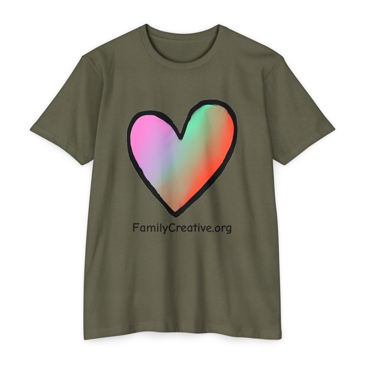 Rainbow Heart T-Shirt — FamilyCreative.org Logo Tee