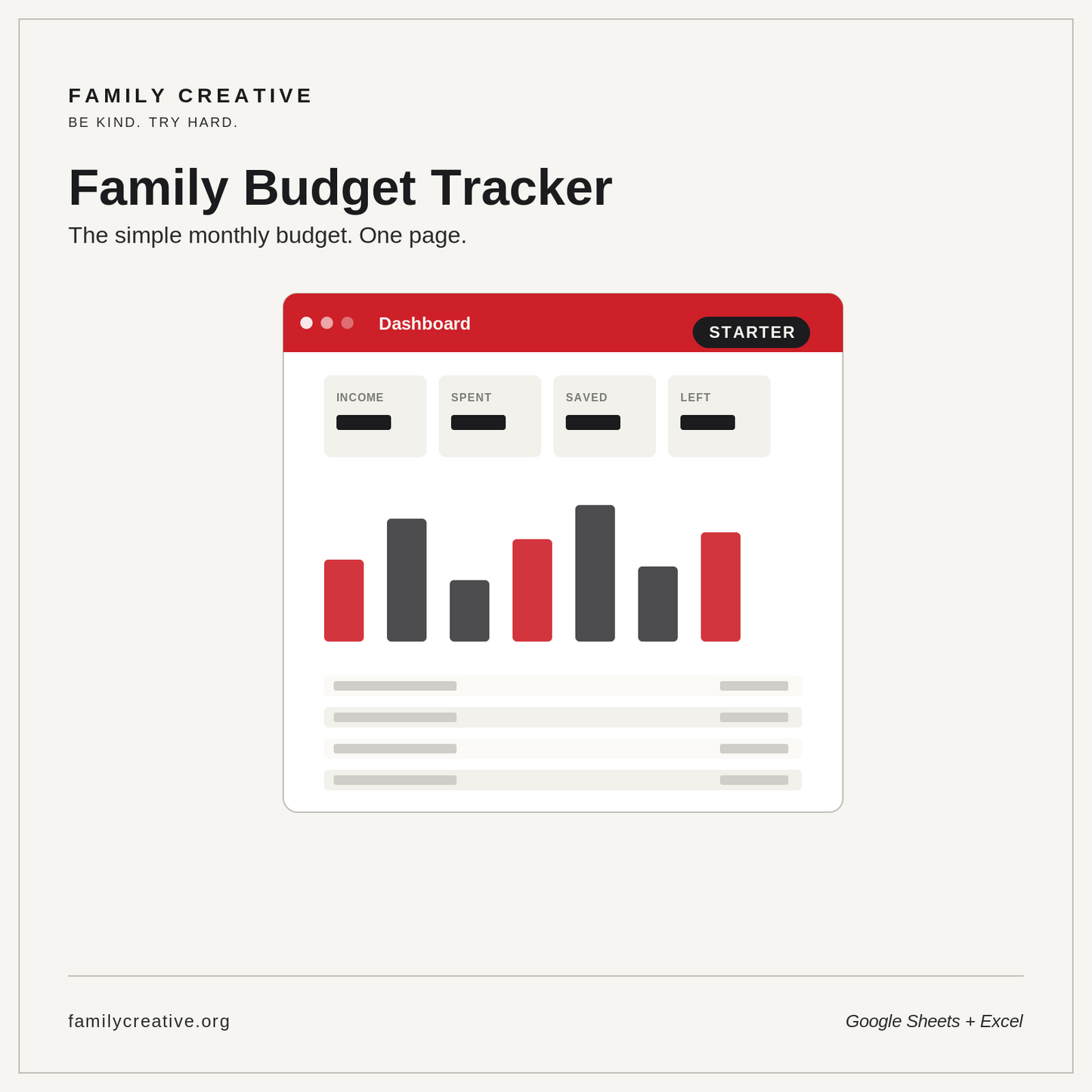 Family Budget Tracker — Basic | Google Sheets + Excel Subtitle