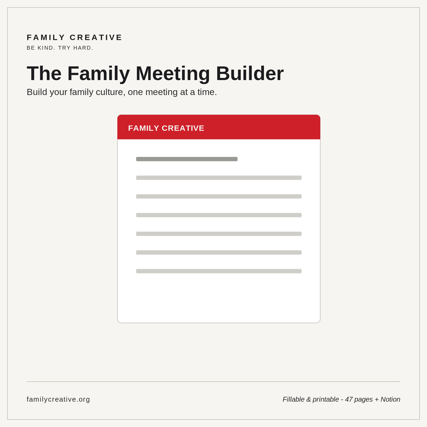 Family Meeting & Culture Builder | Year-Long Fillable & Printable System