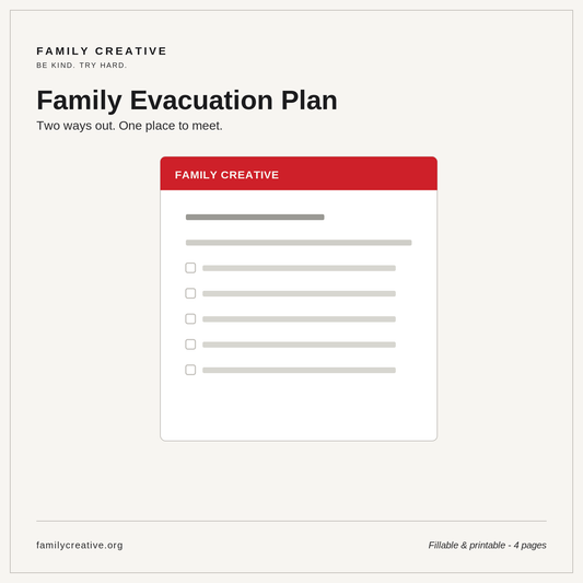 Family Evacuation Plan — Fillable & Printable Template (FP-08)