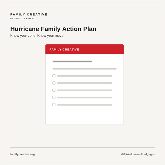 Hurricane Family Action Plan — Fillable & Printable Template (FP-15)