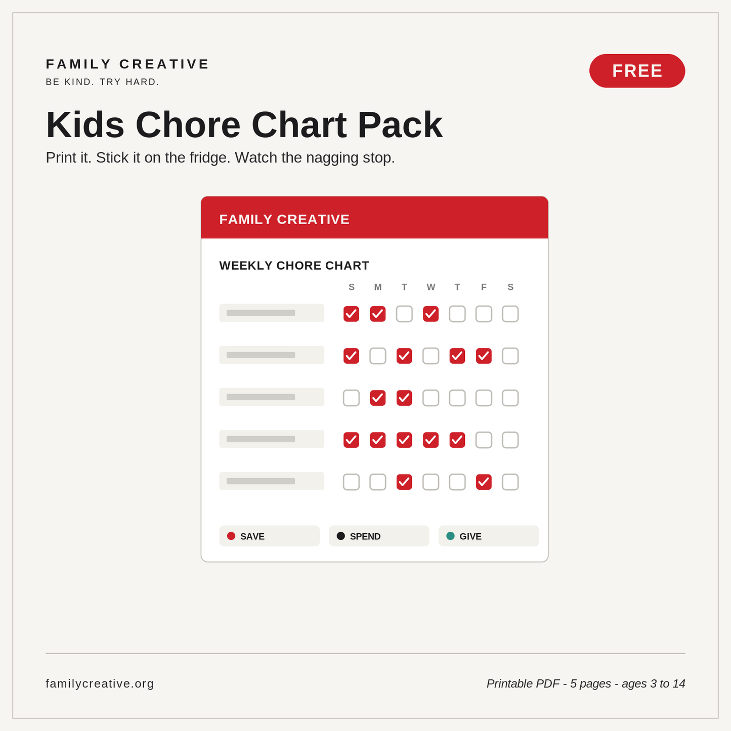 Free Kids Chore Chart Pack (Printable)