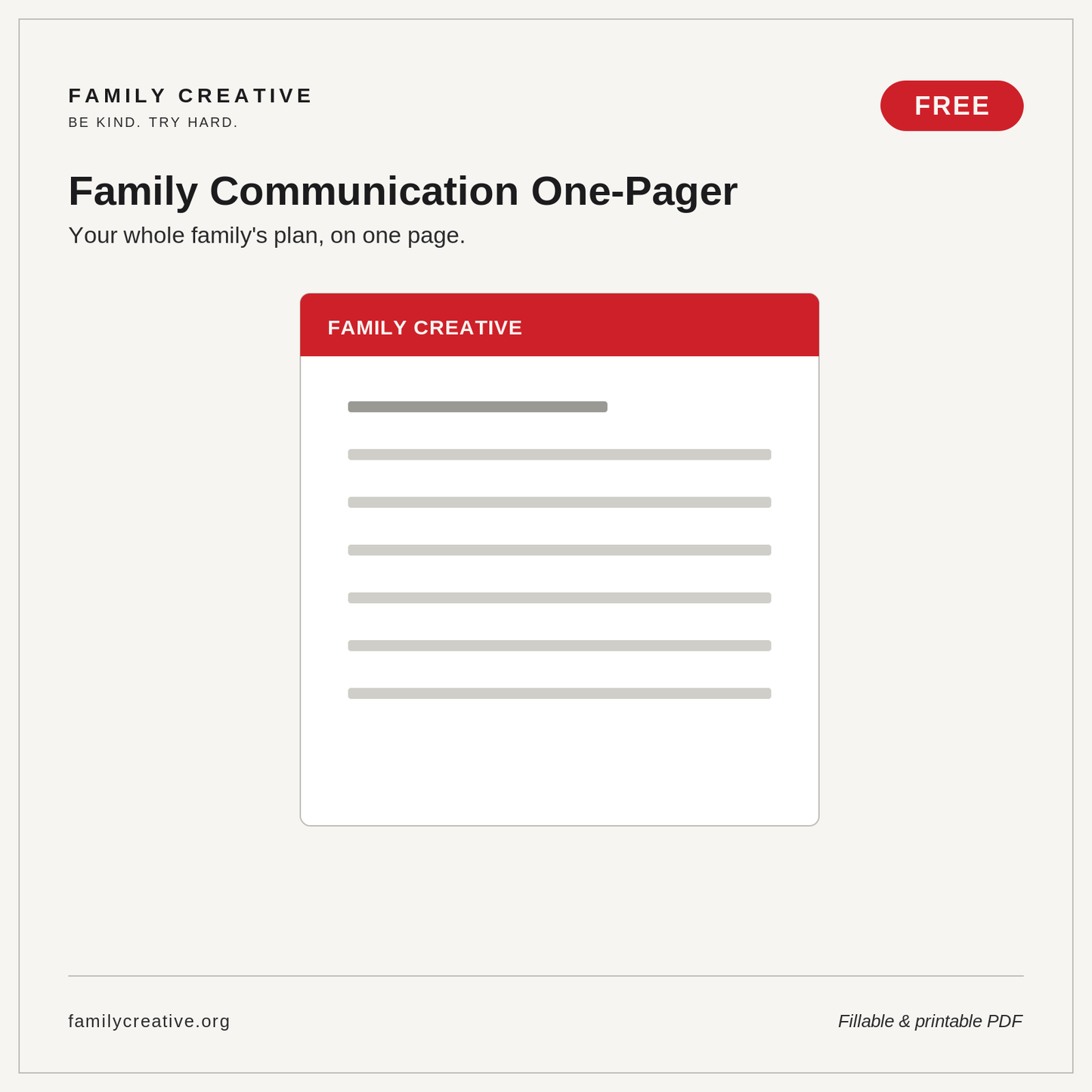 Free Family Communication Plan Two-Pager — Fillable & Printable PDF (LM-03)