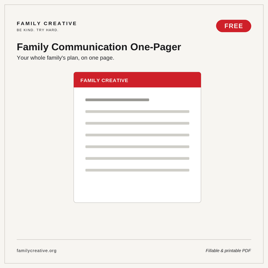 Free Family Communication Plan Two-Pager — Fillable & Printable PDF (LM-03)